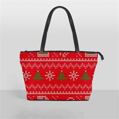 Red Christmas Pattern Xmas Decorations, Christmas Knitted Texture Classic Shoulder Handbag from ArtsNow.com Front