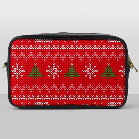 Red Christmas Pattern Xmas Decorations, Christmas Knitted Texture Toiletries Bag (One Side) from ArtsNow.com Front