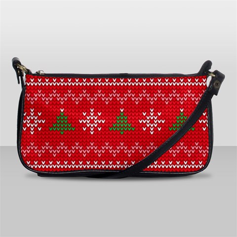 Red Christmas Pattern Xmas Decorations, Christmas Knitted Texture Shoulder Clutch Bag from ArtsNow.com Front