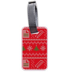 Red Christmas Pattern Xmas Decorations, Christmas Knitted Texture Luggage Tag (two sides) from ArtsNow.com Front