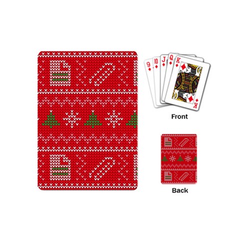 Red Christmas Pattern Xmas Decorations, Christmas Knitted Texture Playing Cards Single Design (Mini) from ArtsNow.com Back