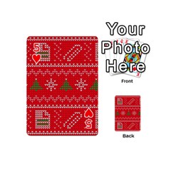 Red Christmas Pattern Xmas Decorations, Christmas Knitted Texture Playing Cards 54 Designs (Mini) from ArtsNow.com Front - Heart5