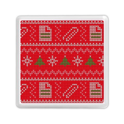 Red Christmas Pattern Xmas Decorations, Christmas Knitted Texture Memory Card Reader (Square) from ArtsNow.com Front