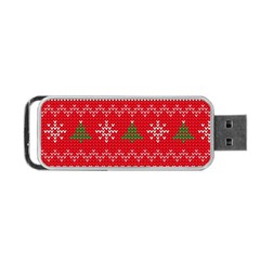 Red Christmas Pattern Xmas Decorations, Christmas Knitted Texture Portable USB Flash (Two Sides) from ArtsNow.com Front