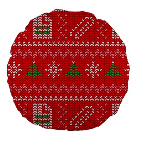 Red Christmas Pattern Xmas Decorations, Christmas Knitted Texture Large 18  Premium Round Cushions from ArtsNow.com Front