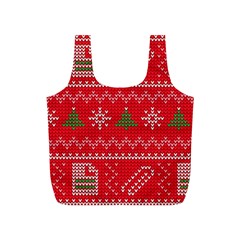 Red Christmas Pattern Xmas Decorations, Christmas Knitted Texture Full Print Recycle Bag (S) from ArtsNow.com Back