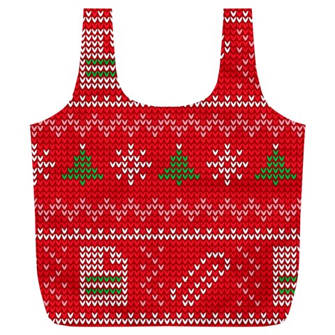 Red Christmas Pattern Xmas Decorations, Christmas Knitted Texture Full Print Recycle Bag (XL) from ArtsNow.com Front