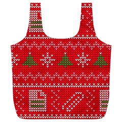 Red Christmas Pattern Xmas Decorations, Christmas Knitted Texture Full Print Recycle Bag (XL) from ArtsNow.com Back