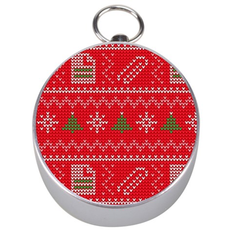 Red Christmas Pattern Xmas Decorations, Christmas Knitted Texture Silver Compasses from ArtsNow.com Front