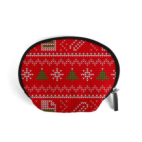 Red Christmas Pattern Xmas Decorations, Christmas Knitted Texture Accessory Pouch (Small) from ArtsNow.com Front