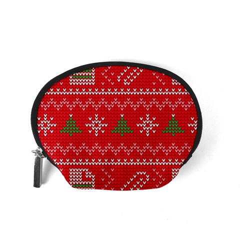 Red Christmas Pattern Xmas Decorations, Christmas Knitted Texture Accessory Pouch (Small) from ArtsNow.com Back