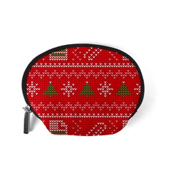 Red Christmas Pattern Xmas Decorations, Christmas Knitted Texture Accessory Pouch (Small) from ArtsNow.com Back