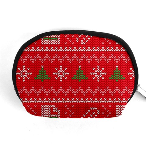 Red Christmas Pattern Xmas Decorations, Christmas Knitted Texture Accessory Pouch (Medium) from ArtsNow.com Front