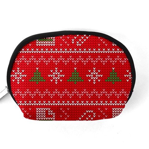 Red Christmas Pattern Xmas Decorations, Christmas Knitted Texture Accessory Pouch (Medium) from ArtsNow.com Back