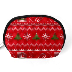 Red Christmas Pattern Xmas Decorations, Christmas Knitted Texture Accessory Pouch (Medium) from ArtsNow.com Back