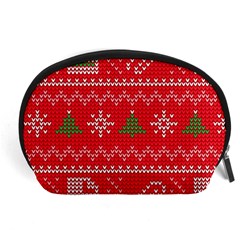 Red Christmas Pattern Xmas Decorations, Christmas Knitted Texture Accessory Pouch (Large) from ArtsNow.com Front