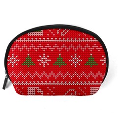 Red Christmas Pattern Xmas Decorations, Christmas Knitted Texture Accessory Pouch (Large) from ArtsNow.com Back