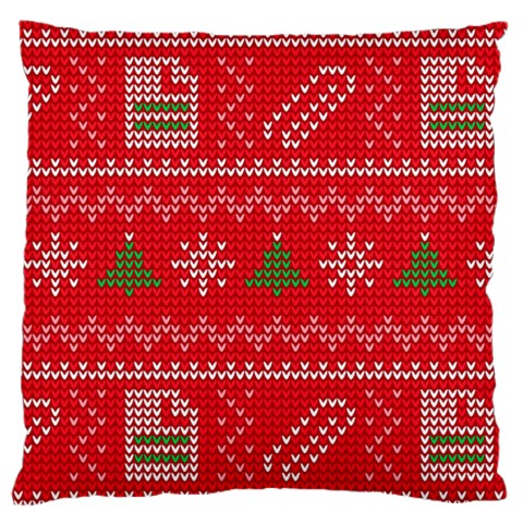 Red Christmas Pattern Xmas Decorations, Christmas Knitted Texture Large Premium Plush Fleece Cushion Case (One Side) from ArtsNow.com Front