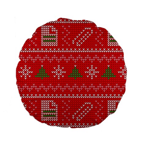 Red Christmas Pattern Xmas Decorations, Christmas Knitted Texture Standard 15  Premium Flano Round Cushions from ArtsNow.com Front