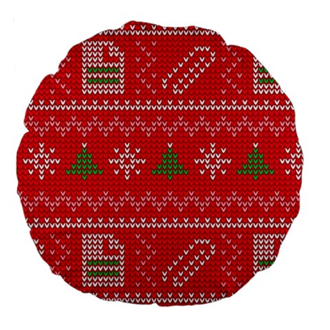 Red Christmas Pattern Xmas Decorations, Christmas Knitted Texture Large 18  Premium Flano Round Cushions from ArtsNow.com Front