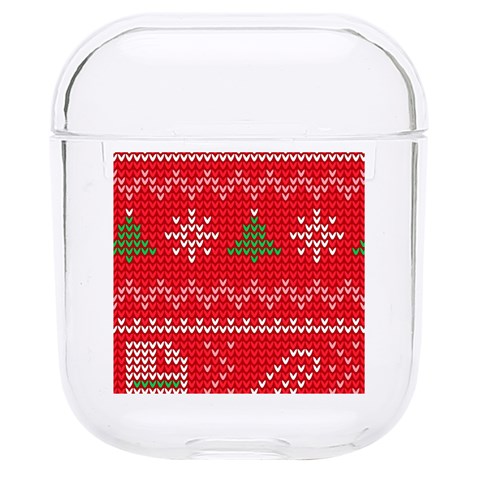 Red Christmas Pattern Xmas Decorations, Christmas Knitted Texture Hard PC AirPods 1/2 Case from ArtsNow.com Front