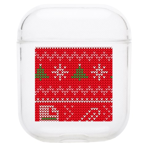 Red Christmas Pattern Xmas Decorations, Christmas Knitted Texture Soft TPU AirPods 1/2 Case from ArtsNow.com Front