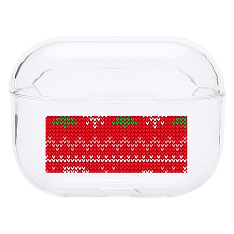 Red Christmas Pattern Xmas Decorations, Christmas Knitted Texture Hard PC AirPods Pro Case from ArtsNow.com Front