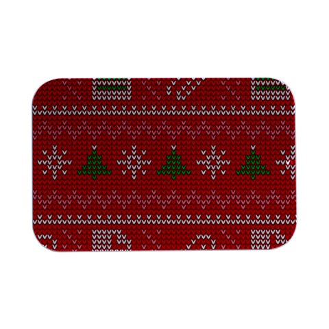 Red Christmas Pattern Xmas Decorations, Christmas Knitted Texture Open Lid Metal Box (Silver)   from ArtsNow.com Front