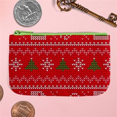 Red Christmas Pattern Xmas Decorations, Christmas Knitted Texture Large Coin Purse from ArtsNow.com Front