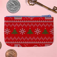 Red Christmas Pattern Xmas Decorations, Christmas Knitted Texture Large Coin Purse from ArtsNow.com Back