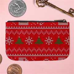 Red Christmas Pattern Xmas Decorations, Christmas Knitted Texture Large Coin Purse from ArtsNow.com Back