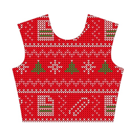 Red Christmas Pattern Xmas Decorations, Christmas Knitted Texture Cotton Crop Top from ArtsNow.com Front