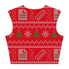 Red Christmas Pattern Xmas Decorations, Christmas Knitted Texture Cotton Crop Top from ArtsNow.com Back