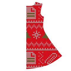 Red Christmas Pattern Xmas Decorations, Christmas Knitted Texture Short Sleeve V Back Right