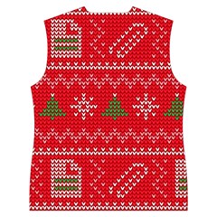 Red Christmas Pattern Xmas Decorations, Christmas Knitted Texture Women s Button Up Vest from ArtsNow.com Back