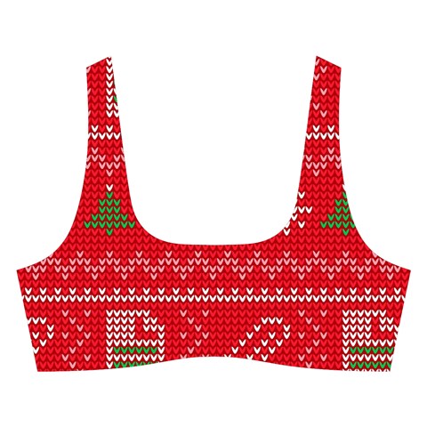 Red Christmas Pattern Xmas Decorations, Christmas Knitted Texture Cross Back Hipster Bikini Set from ArtsNow.com Front