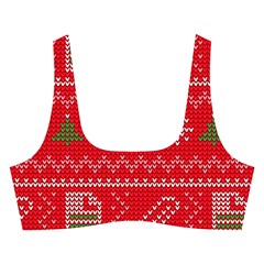 Red Christmas Pattern Xmas Decorations, Christmas Knitted Texture Cross Back Hipster Bikini Set from ArtsNow.com Front