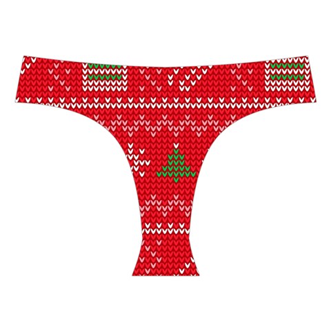 Red Christmas Pattern Xmas Decorations, Christmas Knitted Texture Cross Back Hipster Bikini Set from ArtsNow.com Front Under