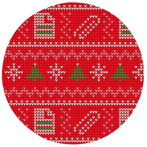 Red Christmas Pattern Xmas Decorations, Christmas Knitted Texture Wooden Bottle Opener (Round) from ArtsNow.com Front