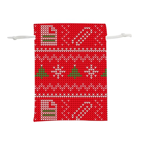 Red Christmas Pattern Xmas Decorations, Christmas Knitted Texture Lightweight Drawstring Pouch (M) from ArtsNow.com Front