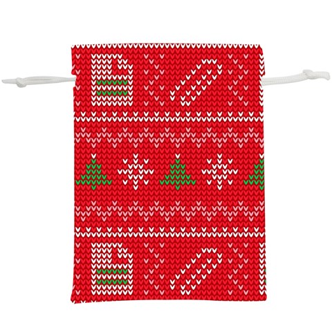 Red Christmas Pattern Xmas Decorations, Christmas Knitted Texture Lightweight Drawstring Pouch (XL) from ArtsNow.com Back