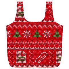 Red Christmas Pattern Xmas Decorations, Christmas Knitted Texture Full Print Recycle Bag (XXL) from ArtsNow.com Back