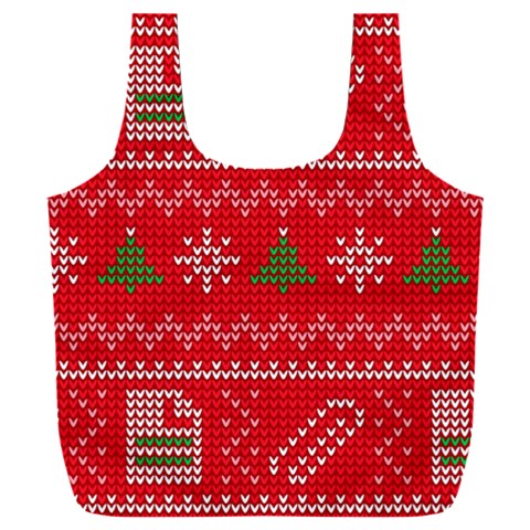 Red Christmas Pattern Xmas Decorations, Christmas Knitted Texture Full Print Recycle Bag (XXXL) from ArtsNow.com Back