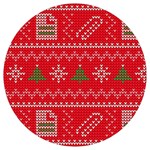 Red Christmas Pattern Xmas Decorations, Christmas Knitted Texture Round Trivet