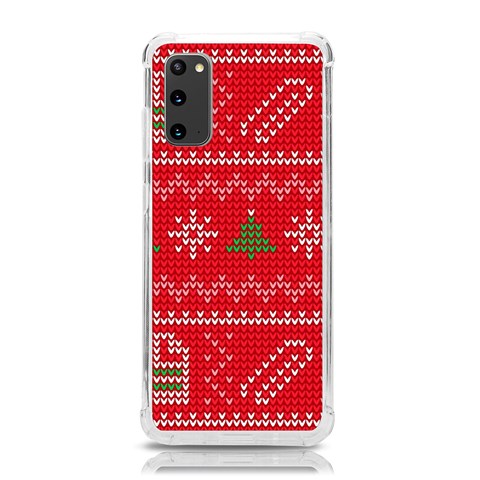 Red Christmas Pattern Xmas Decorations, Christmas Knitted Texture Samsung Galaxy S20 6.2 Inch TPU UV Case from ArtsNow.com Front