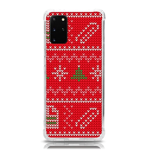 Red Christmas Pattern Xmas Decorations, Christmas Knitted Texture Samsung Galaxy S20 Plus 6.7 Inch TPU UV Case from ArtsNow.com Front