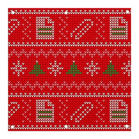 Red Christmas Pattern Xmas Decorations, Christmas Knitted Texture Banner and Sign 3  x 3  from ArtsNow.com Front