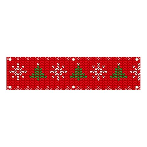 Red Christmas Pattern Xmas Decorations, Christmas Knitted Texture Banner and Sign 4  x 1  from ArtsNow.com Front