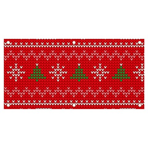 Red Christmas Pattern Xmas Decorations, Christmas Knitted Texture Banner and Sign 4  x 2  from ArtsNow.com Front