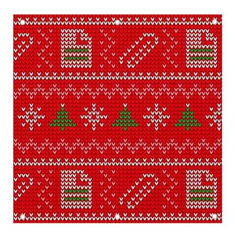 Red Christmas Pattern Xmas Decorations, Christmas Knitted Texture Banner and Sign 4  x 4  from ArtsNow.com Front